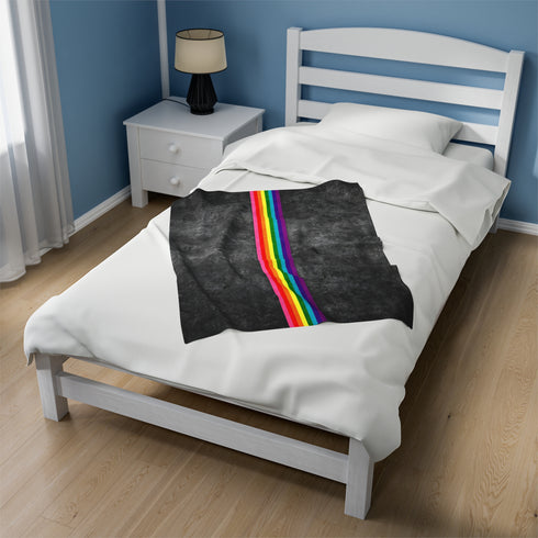 Grunge Original LGBTQ Pride Flag Stripe Velveteen Plush Blanket